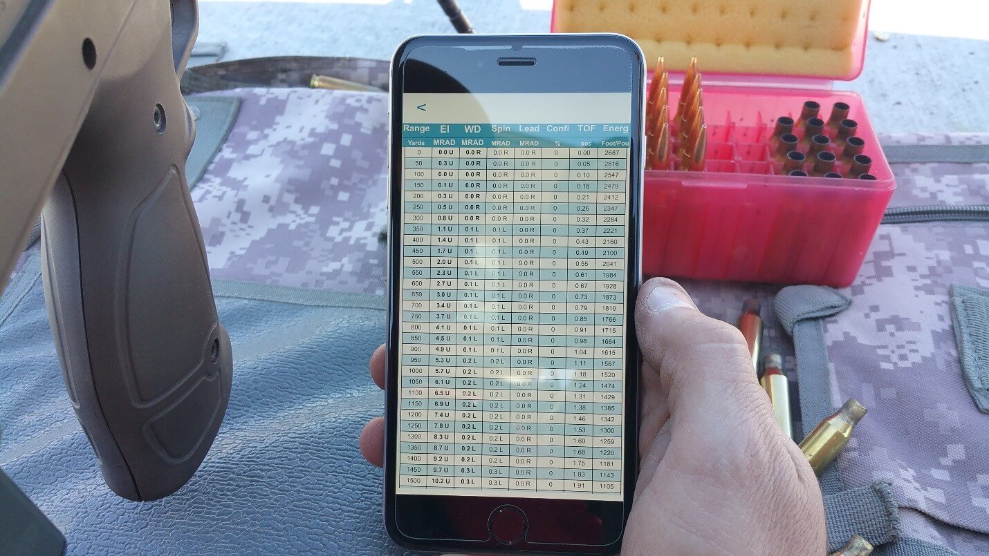 Long Range Trasol Ballistic Trajectory Calculator App - Desert Tech